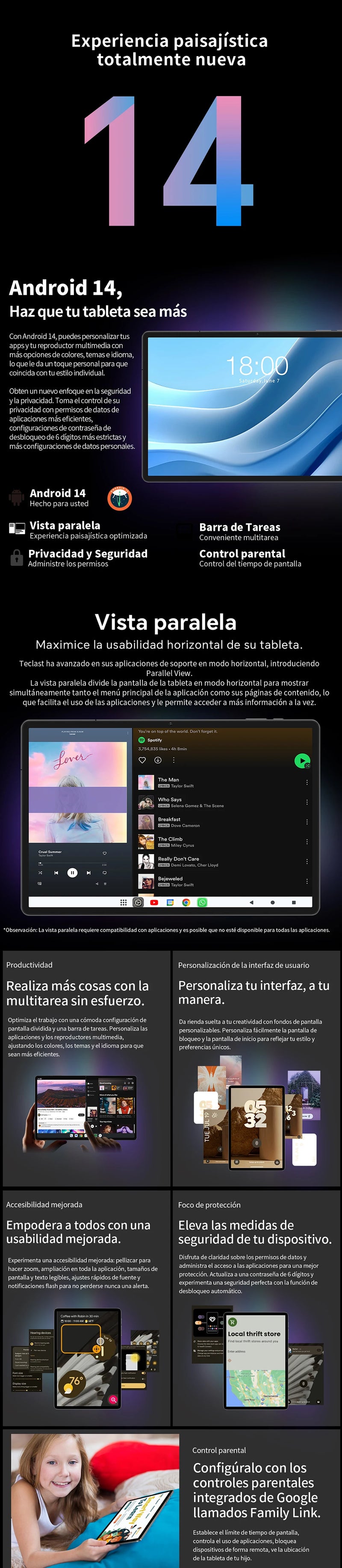 Teclast T50Max Android 14 Tablet 11 90Hz Refresh Rate Max 20GB RAM 256GB ROM Helio G99 CPU 8000mAh 18W Fast Charging 4G LTE GPS