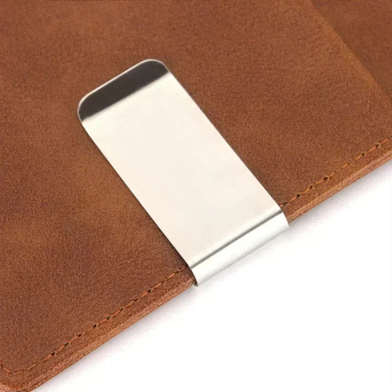 New Fashion Men's Leather Money Clips Wallet Multifunctional Thin Man Card Purses Women Metal Clamp For Money Cash Holder
