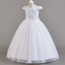 Puffy Girls Party Dress Elegant Kids Wedding Gala Prom Gown Sequin Bow Children Birthday Princess Dress For Girl Clothes 5-14Yrs