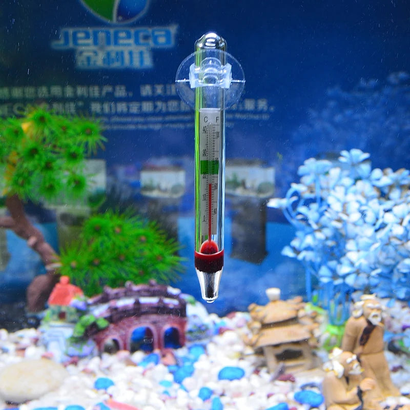 Floating Aquarium Thermometer Fish Tank Glass Temperature Measuring Tool With Suction Cup Fahrenheit Celsius Accessories 1pc
