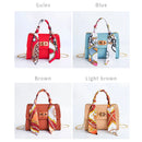 Silk Band Bow Lock Small Square Bag PU Leather Chain Handbag Crossbody Bags