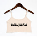 SUBMISSIVE Sexy Letters Print Women's Sexy Elastic Cotton Camis Sleeveless Short Sexy Crop Top Summer Tank Top Bar Women