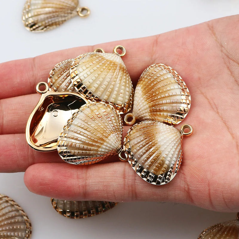 5-20pcsAcrylic Gold Plated Color Conch Sea Shell Charms Pendants Beads Jewelry Making Accessories DIY Handmade Necklace Bracelet