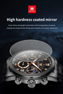 OLEVS 3660 Mens Watch Business Simply Original Quartz Watch Waterproof Luminous Watch For Man Multifunctional Chronograph Reloj