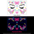 1Pc UV Neon Butterfly Flower Face Tattoo Stickers 14*15cm Waterproof Fluorescent Body Sticker for Club Party Makeup Face Sticker