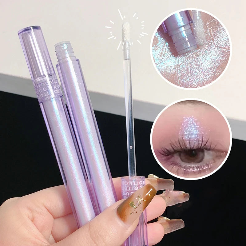 Shiny Pink Highlighter Stick Liquid Eyeshadow Diamond Face Brighten Silkworm Pen Shimmer Polarized Eyes Makeup Pigment Highlight