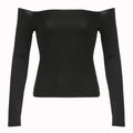 CIBBAR Solid Slash Neck Crop Top Women Off Shoulder Long Sleeve Skinny T-shirt Harajuku y2k Femme Clothing Autumn Casual Shirts