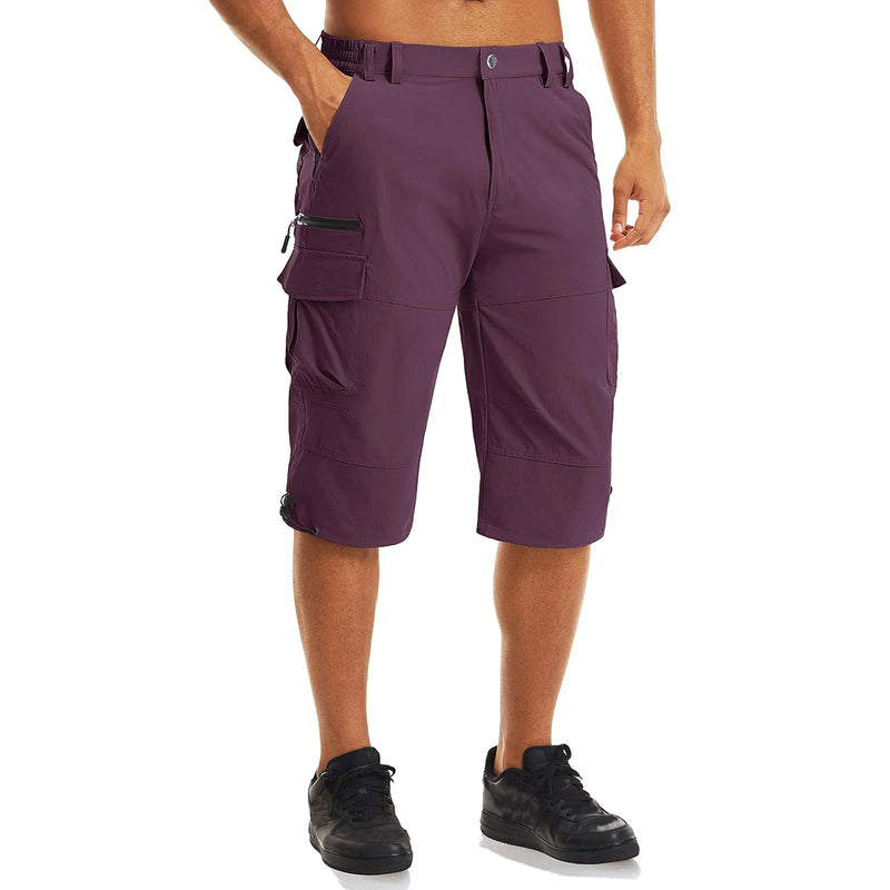 MAGCOMSEN Summer Men's Shorts Quick-drying Lightweight with 7 Pockets Waterproof 3/4 Shorts for Fishing Hiking