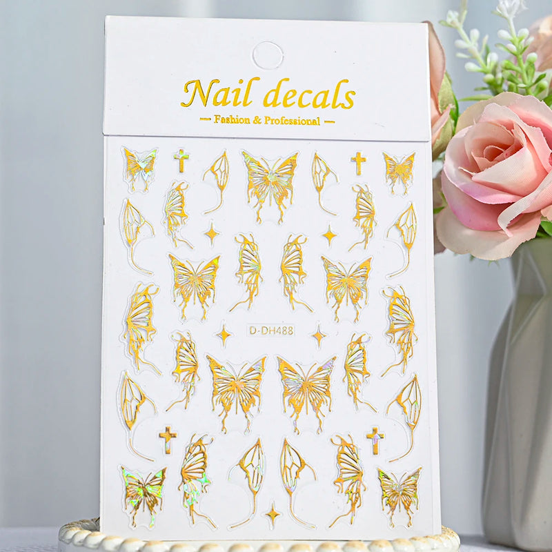 1 Pc Nail Strip Stickers Black/Gold/Rose Gold/Silver Metal Strip Tape Nail Art Adhesive DIY Foil Tips Nail Sticker Decals NK11