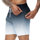 Men's Swim Trunks Gradient Swimming Shorts Quick Dry Beach Shorts with Zipper Pockets and Mesh Lining Fashion Swimsuit for Men