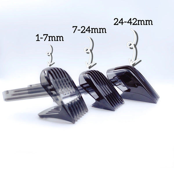 Peine de repuesto de 1-7 mm/7-24 mm/24-42 mm compatible con cortadoras de barba y cabello Philips Norelco HC9450, HC9490, HC9452 y HC7460