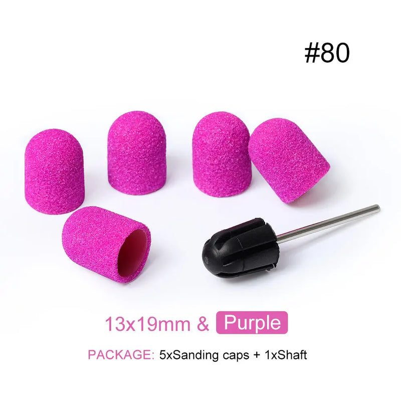 5/10/20pcs 13*19mm Nail Sanding Caps Nail Drill Bit Sanding Bands for Gel Remover Pedicure Caps Nail Polishing Manicure Tools