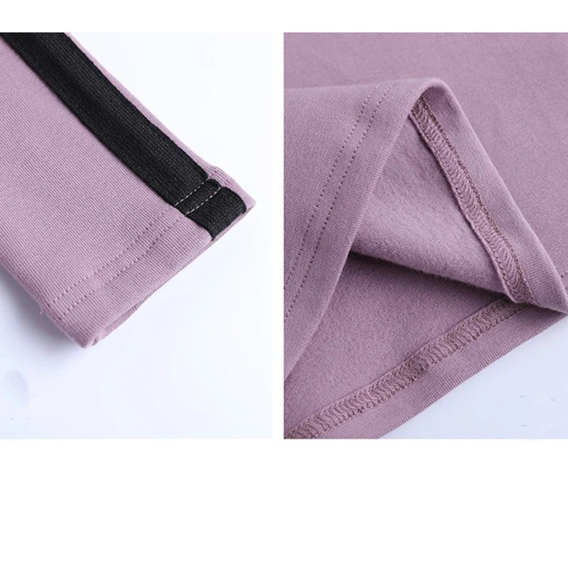 Spring Autumn Korean Fashion Clothes Cotton Tee Shirt Femme O Neck Tops Patchwork Women T Shirt Long Sleeve Slim Tshirts Mujer