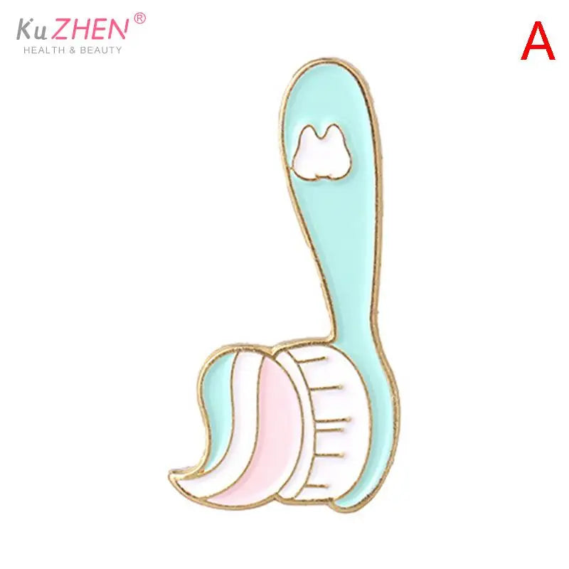 Cartoon Brooch Dentist Badge Brooch Tooth And Toothbrush Enamel Tooth Brooches For Dentist Clothes Decoration Accessories Gift