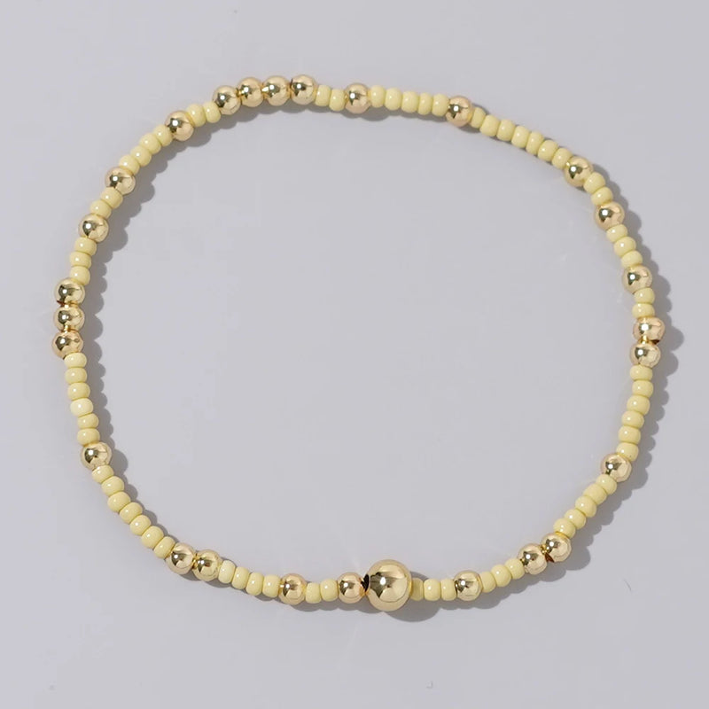 1pc Beach Vocation Themed Mixed Color Design 18K Gold Plated Copper & Bead Bracelet Cute & Luck For Festival Jewelry Gift