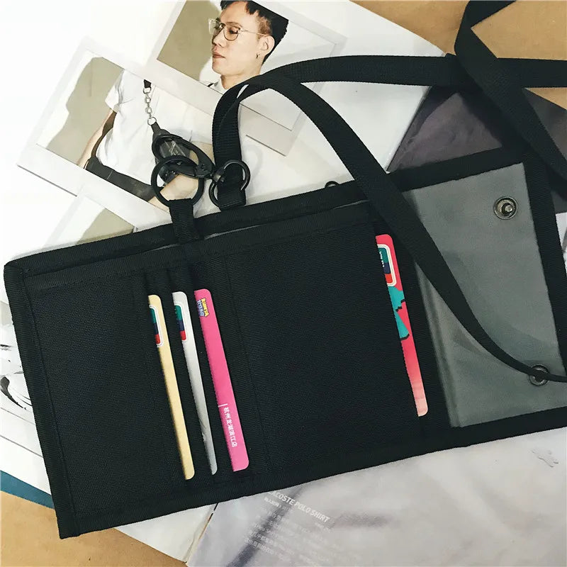Trifold Students Wallets For Shoulder Sling Wallets Youth Men Women Short-style Hasp Card Purse Girls Boys Hasp Card Case Holder