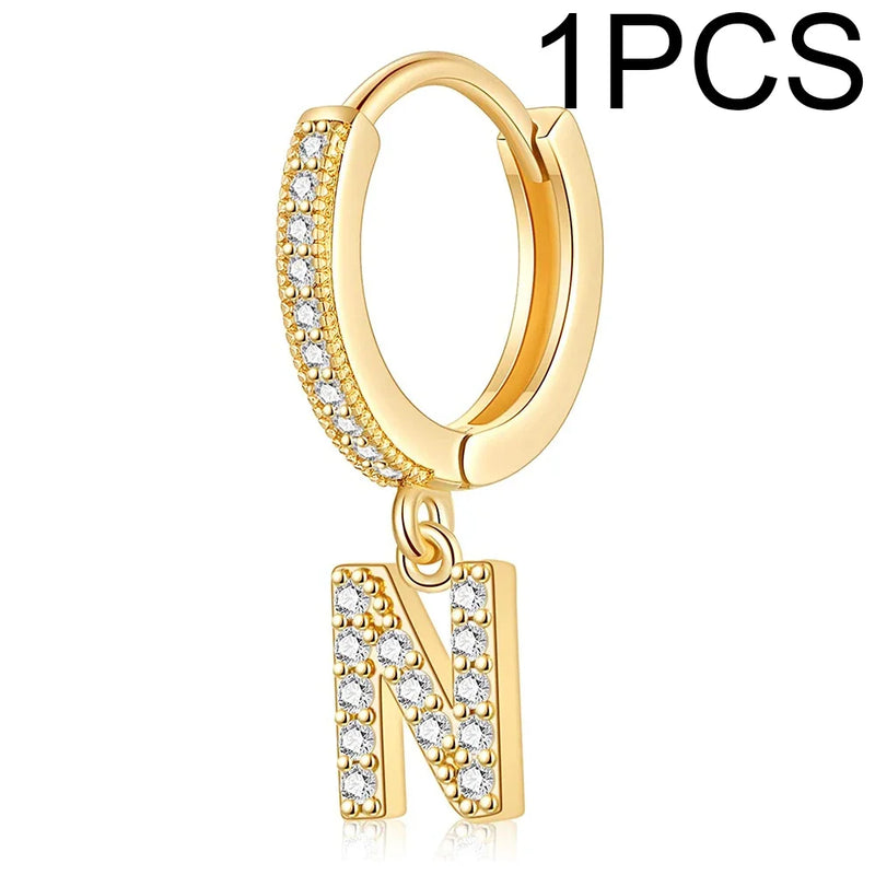 A-Z Letters Initial pendant earrings Hoop Earrings men Golden Color Jewelry Earring Aretes Alphabet name earrings women 1pcs