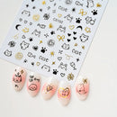 Laser Silver 3D Kawaii Cute Cat Nail Stickers Holographic Cartoon Puppy Dog Graffiti Design Sliders Decals Manicure Decoration