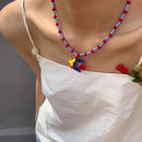 2022 Bohemian Simple Retro Little Yellow Duck Seven Star Ladybug Pearl Necklace Colorful Beaded Women Girls Party Jewelry