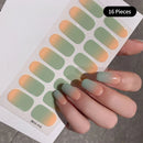 16Tip White Pink Full Cover Nail Sticker Self-Adhesive Simple Gradient Effect Full Nail Wraps DIY Nail Art Making Manicure Autum