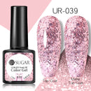 UR SUGAR - Esmalte de uñas en gel semipermanente rosa nude con purpurina, color sólido, 7,5 ml, para manicura semipermanente UV LED