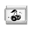 Sweet Red Cherry Bow Knot Heart Pendant Cherry Italian Charm Links Fit 9mm Stainless Steel Bracelet Women Jewelry DIY Making