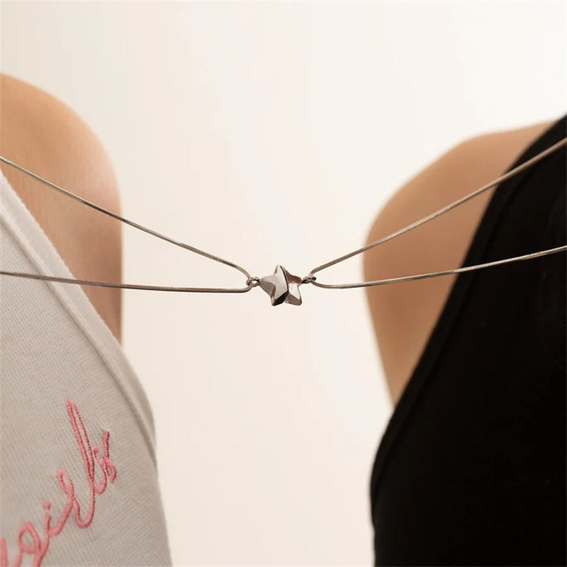 Magnetic Attract Star Pendant Snake Chain Necklace For Women Men Valentine's Day Taichi Heart Butterfly Choker Best Friend Gifts