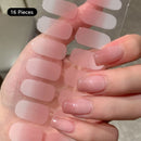 16Tip White Pink Full Cover Nail Sticker Self-Adhesive Simple Gradient Effect Full Nail Wraps DIY Nail Art Making Manicure Autum