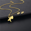 Stainless Steel Jewelry Sets EKG Heartbeat Music Note Necklaces &  Earings Set Nurse Doctor Medical Stethoscope Wave Couple Gift