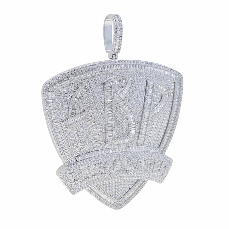 New Iced Out Bling CZ Letter Cross Pendant Necklace Various Design 5A Zircon Two Tone Color Badge Charm Men's Hip Hop Jewelry