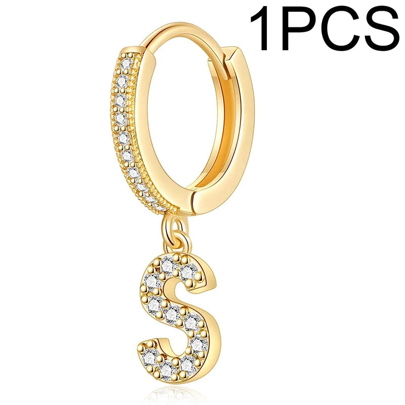 A-Z Letters Initial pendant earrings Hoop Earrings men Golden Color Jewelry Earring Aretes Alphabet name earrings women 1pcs
