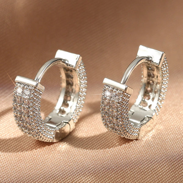 Luxury Cubic Zirconia Gold Color Zircon Hoop Earrings For Women Luxury Circle Crystal Girls Party Jewelry