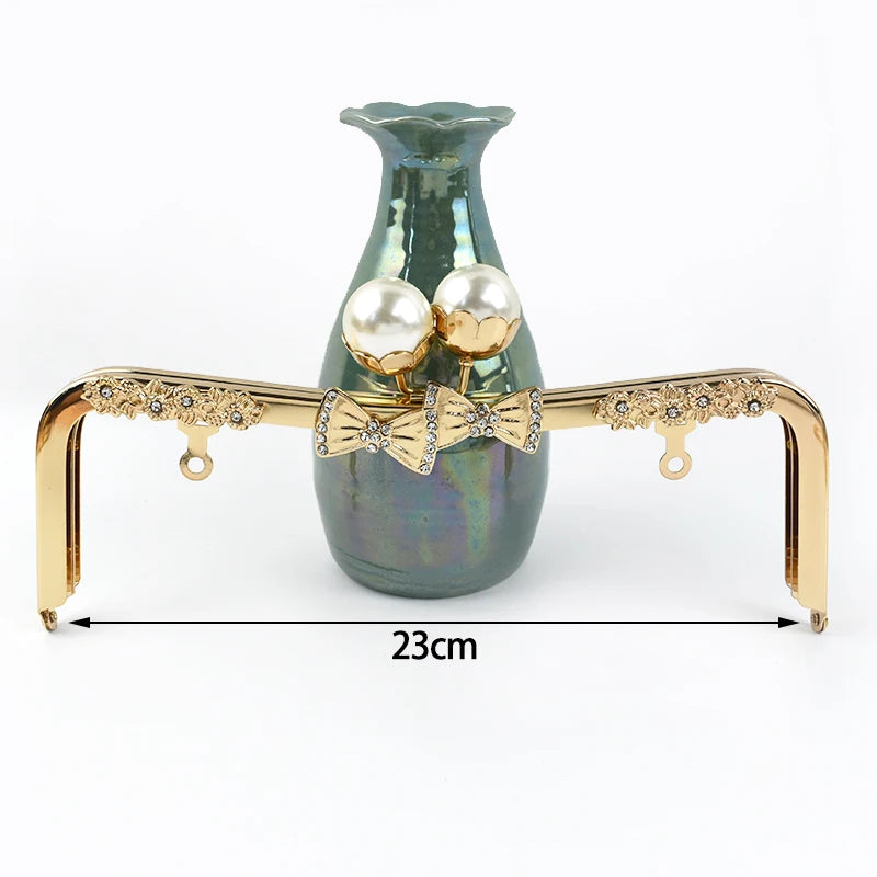 1Pc Deepeel Retro Square Embossed Bag Handles Metal Handmade Sewing Brackets Kiss Clasp Handbag Purse Frame Handle Accessories