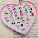 36pcs/lot Rings for Children Fruit Cartoon Christmas Ring Opening Adjustable Metal Engagement Jewelry  Gift Without Box