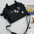 Kawaii Pins Decor Messenger Bag, Release Buckle Decor Flap Crossbody Bag, Large Capacity School Bag