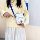 Cute Canvas Sling Bag Female Large Capacity Travel Crossbody Bag Fashion Student Shoulder Bags Messenger Bags