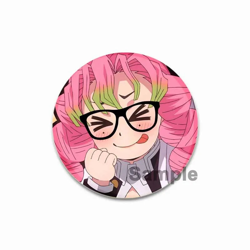 58mm Round Cartoon Brooches Kanroji Mitsuri Pins Anime Badge for Backpack Accessories Hat Decoration HD Print Handmade Gifts