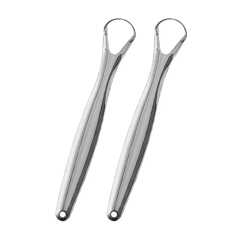 1/2Pcs Stainless Steel Tongue Scraper Adult Oral Hygiene Tongue Coating Brush With Packing Case Mouth Bad Breath Remover Cleaner