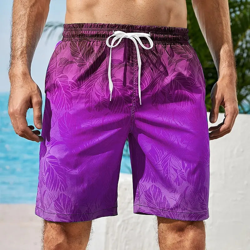 Vacation Couple Beach Pants Men's Trendy Gradient Printed Beach Swimming Shorts Quick Drying Loose Beach Swimming Shorts
