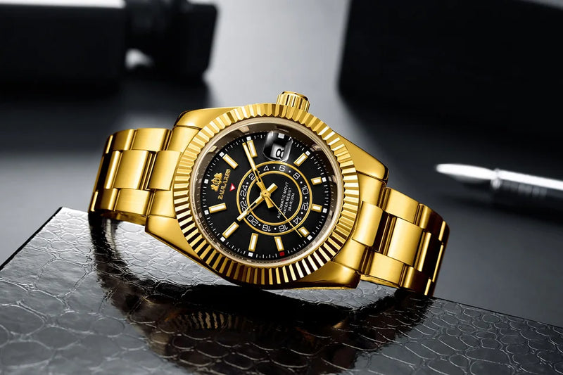 Automatic Watch for Men Mechanical Movement Stainless Steel Rose Gold Blue Luxury Sky 40mm Reloj Hombre Baratos