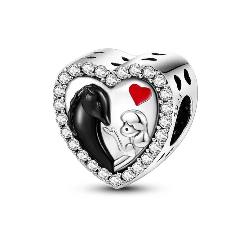 925 Sterling Silver Boy Girl and Heart Shape Pendant Charm Couple Lovers Bead Fit Pandora Original Bracelet DIY Jewelry Making