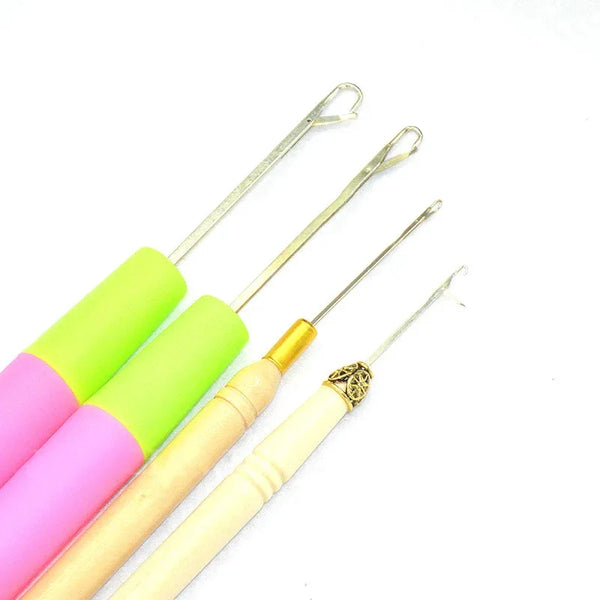 1pc Wood Plastic Crochet Braid Needle Feather Hair Extension Tools Wig Hook Needle Threader Knitting Hair Crochet Needles 7type