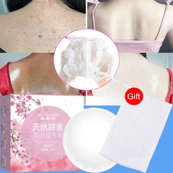 صابون كريستالي طبيعي مع رغوة لتنظيف الجسم، صابون مصنوع يدويًا بالزيوت العطرية، يفتح لون الميلانين، للعناية بالبشرة الناعمة والوردية