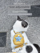 Cat Pulling Rope Cute Backpack I-Shaped Anti Breaking Loose Cat Rope Cat Chain Special for Going out Chest Strap Cat Rope