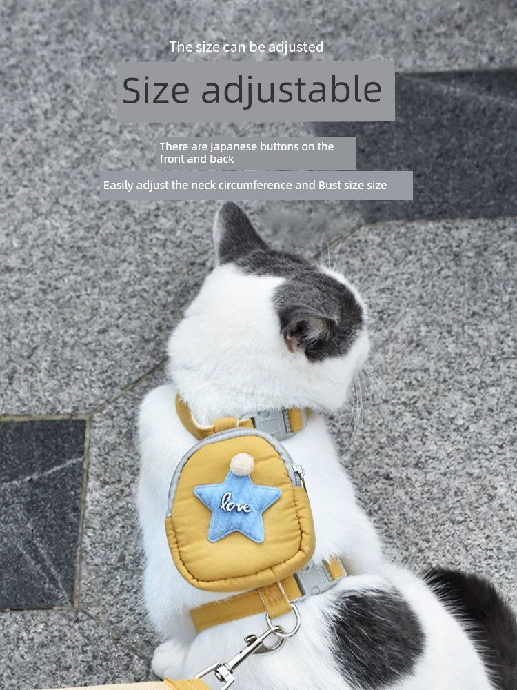 Cat Pulling Rope Cute Backpack I-Shaped Anti Breaking Loose Cat Rope Cat Chain Special for Going out Chest Strap Cat Rope