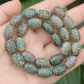 8pcs ,10x14mm Natural Green Agate Ancient Tibet Dzi beads, Many patterns, For DIY Jewelry making !
