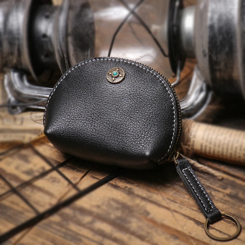 LUOKIR High Grade Real Leather Coin Purse Men's Fashion Key Bag Women Luxury Small Wallet Bank Card Bluetooth Headset Organizer