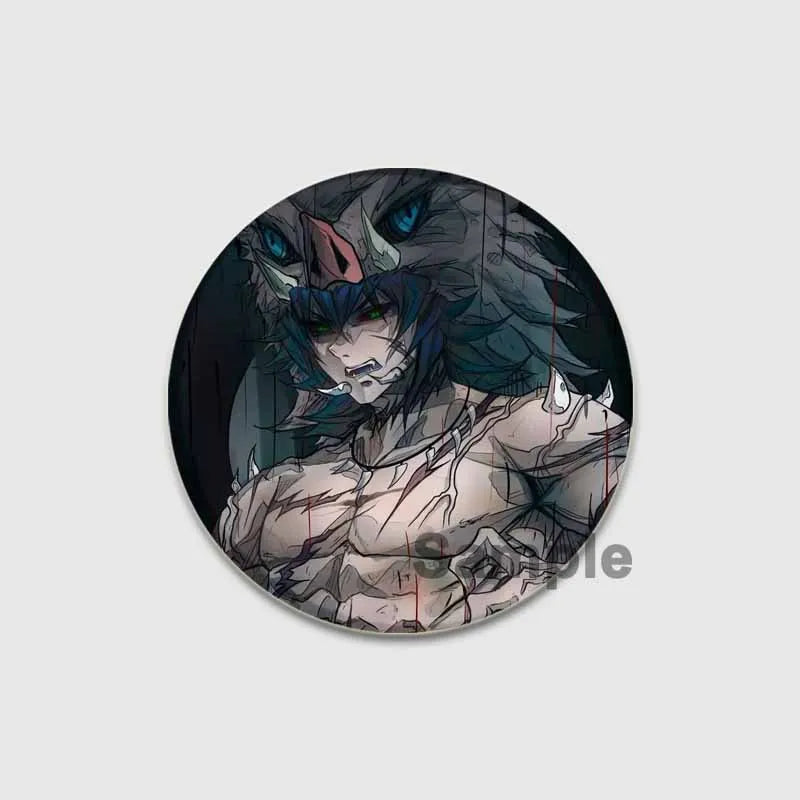 58/32/44mm Anime Demon Slayer Round Brooches Cartoon Lapel Pins Cosplay Badges Backpack Clothes Bag Jewelry Accessories Gifts