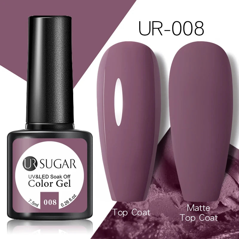 UR SUGAR - Esmalte de uñas en gel semipermanente rosa nude con purpurina, color sólido, 7,5 ml, para manicura semipermanente UV LED