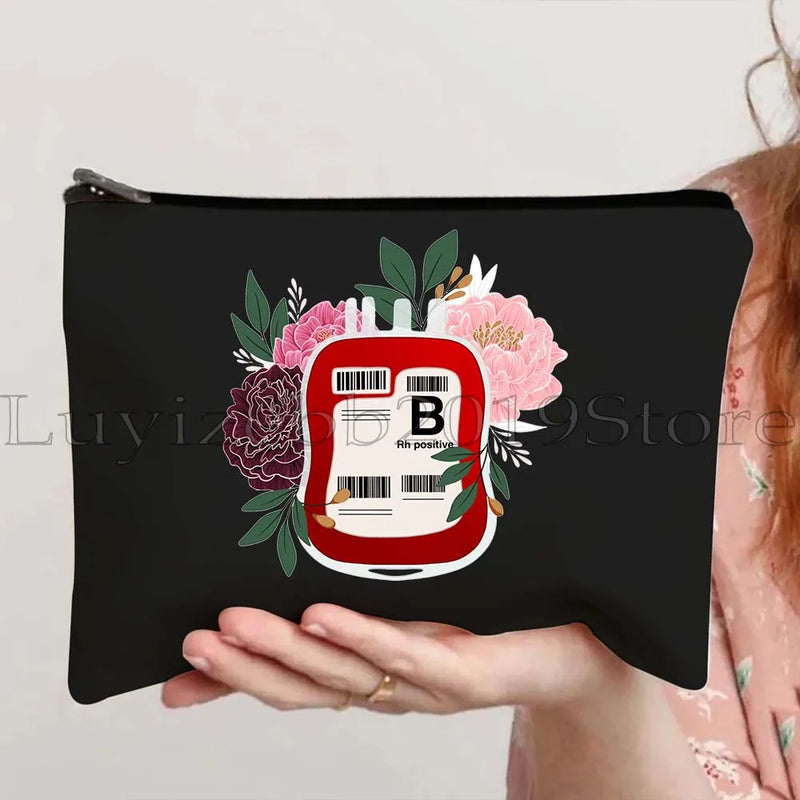 Anatomy Medical Nursing Student Nurse Doctor Flower Stethoscope Brain Canvas Cosmetic Makeup Toilet Bag Pencil Case Zipper Pouch